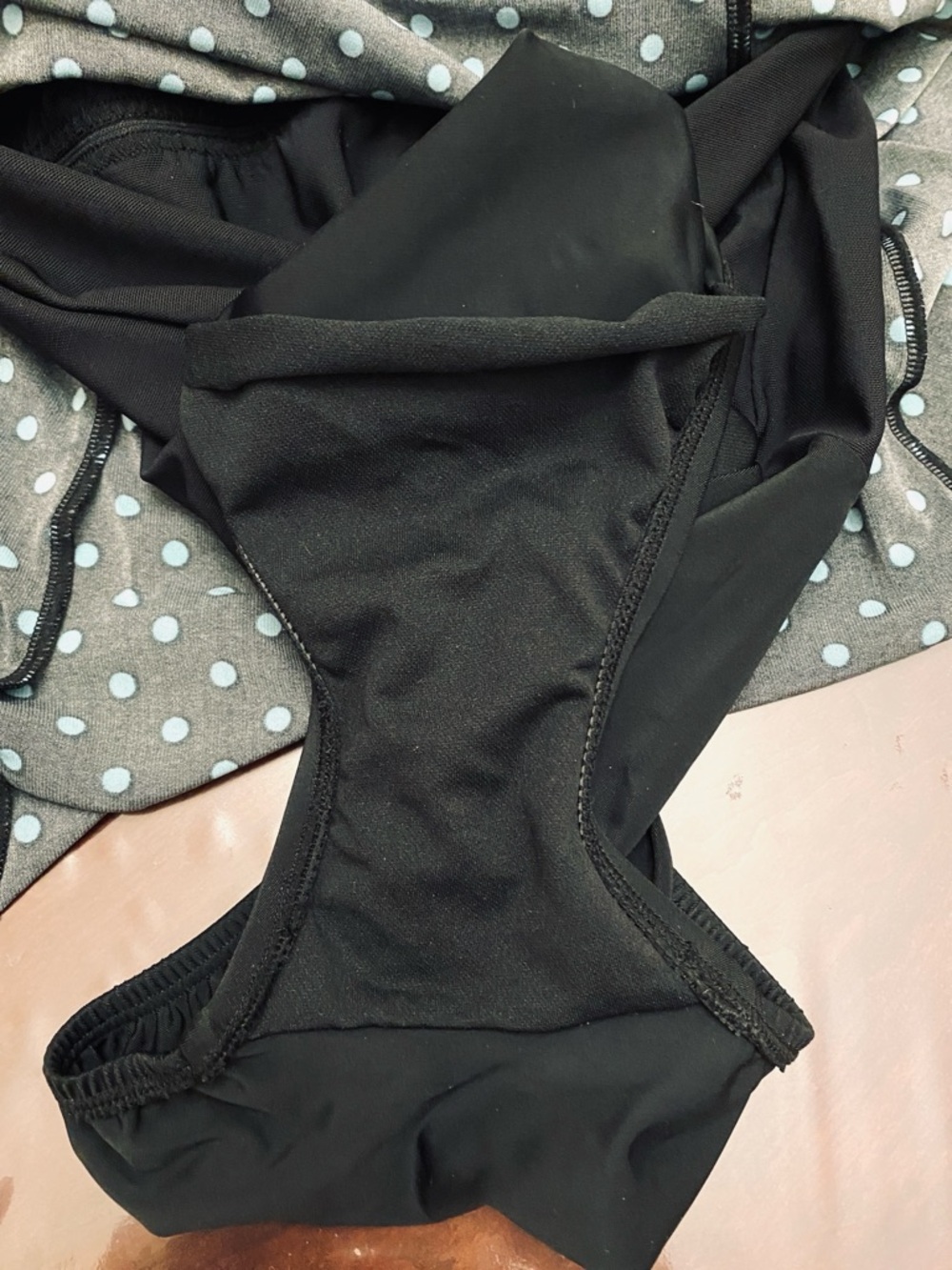 Le Cove Black Turquoise Polka Dot SZ 16 Pin-up Style High Waist Swimsuit Dress - Picture 8 of 10